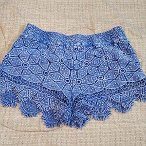 Ecote Urban Outfitters crocheted Light Blue floral shorts Size XS